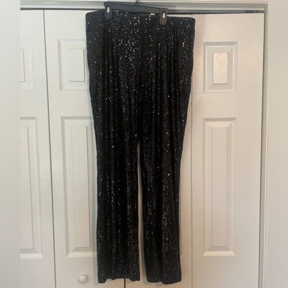 NWT Express Sequin Trouser Pant, Size Large, elastic waist - Picture 1 of 5